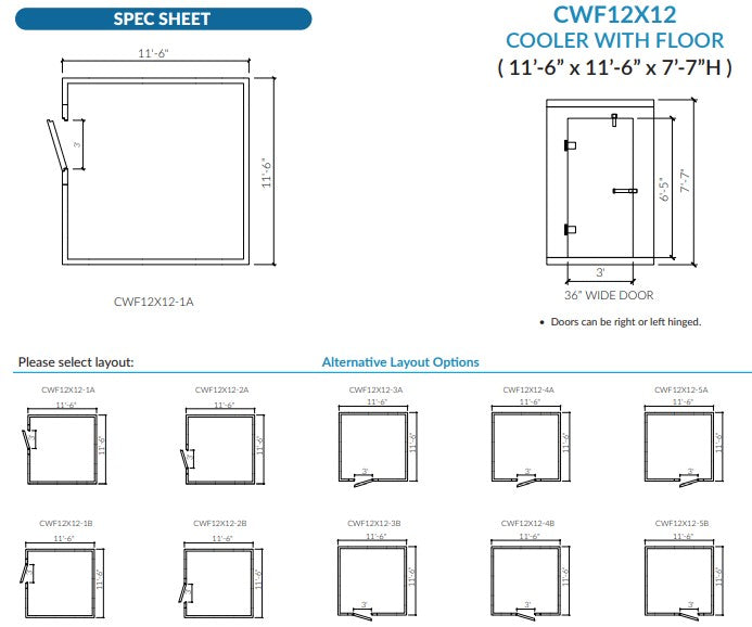 Astra CWF12X12-TM | 12 x 12 Walk-In Cooler With Floor With Top-Mount Refrigeration
