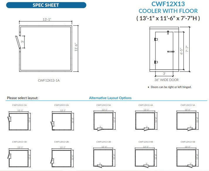 Astra CWF12X13-TM | 12 x 13 Walk-In Cooler With Floor With Top-Mount Refrigeration