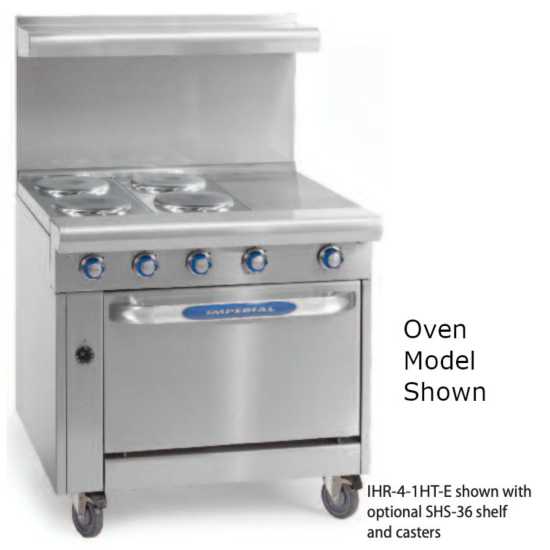 Imperial IHR-2HT-2-E-M 36" Electric Heavy Duty Countertop Modular Two Round and Two 12" Hot Top