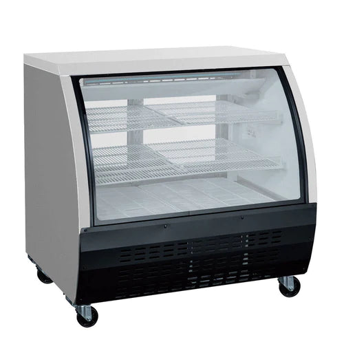 Coldline DC36-B 36" Black Refrigerated Curved Glass Deli Meat Display Case