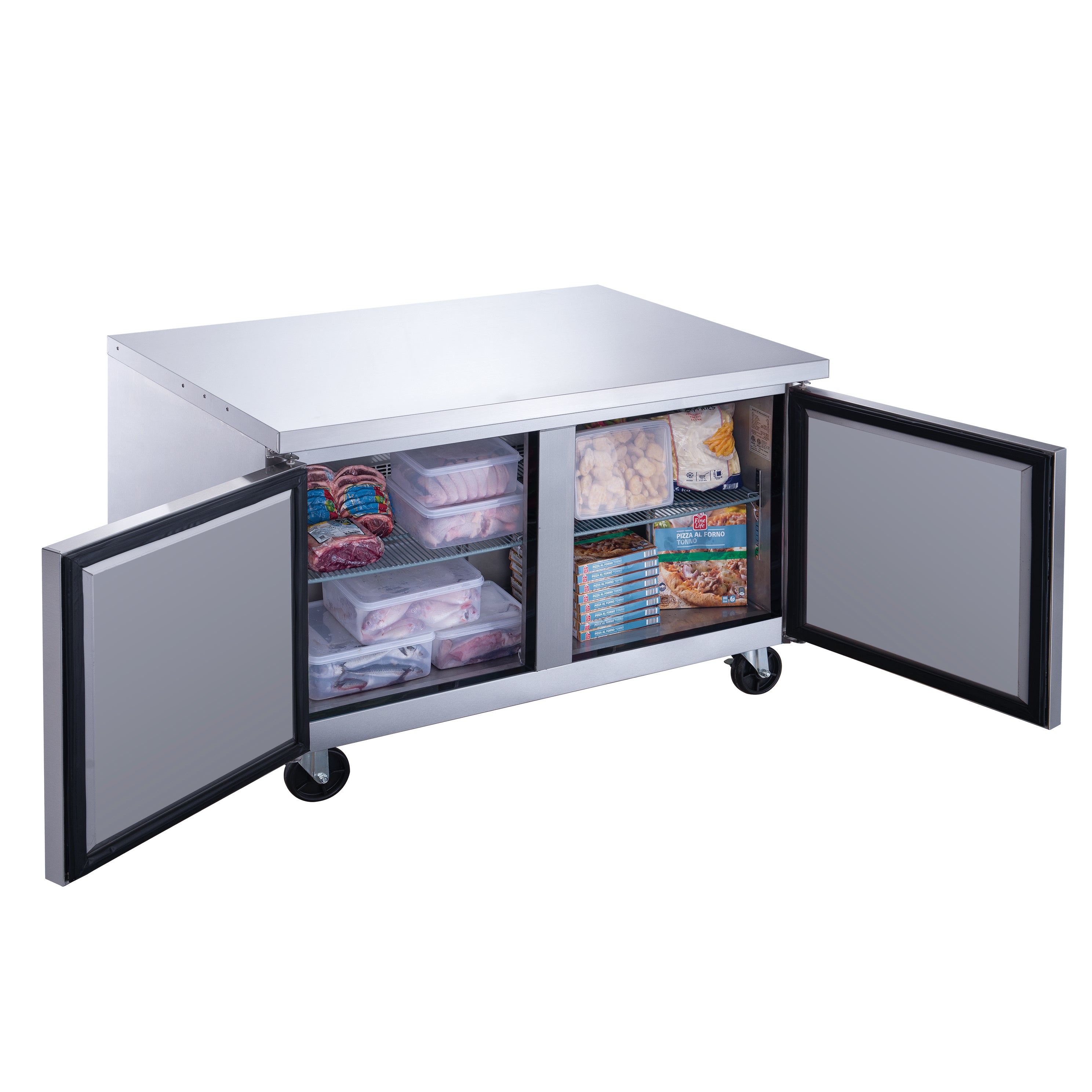 Dukers DUC48F 2-Door Undercounter Freezer in Stainless Steel