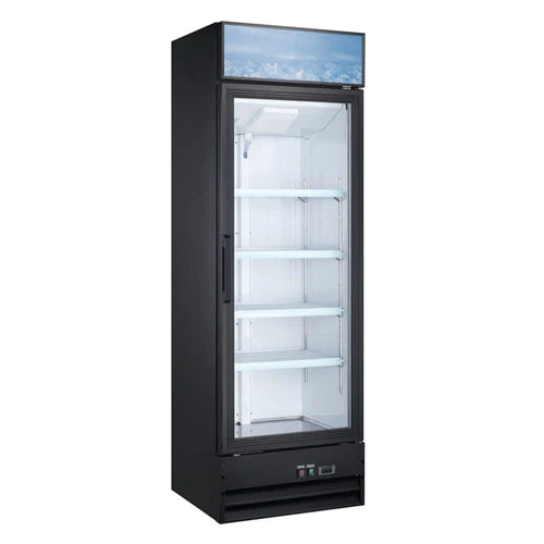 Coldline G15-B 26" Single Glass Swing Door Merchandiser Refrigerator - Black