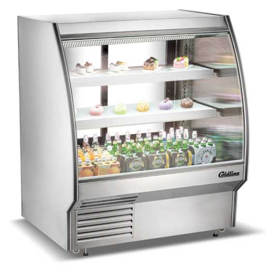 Coldline HDC-48 48" Refrigerated Curved Glass High Meat Deli Case with Rear Storage