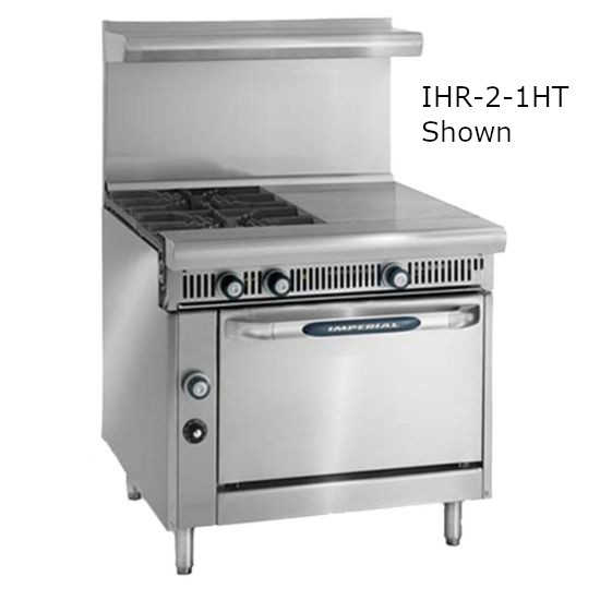 Imperial IHR-3HT-3-C-NG Spec Series 36" 3 Burner & (3) 12" Hot Tops Heavy Duty Natural Gas Range w/ Convection Oven