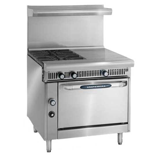 Imperial IHR-2-1HT-NG Spec Series 36" Two Burner & 18" Hot Top Heavy Duty Natural Gas Range with Standard Oven