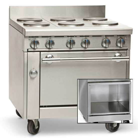 Imperial IHR-6-E-XB 36" Electric Six Round Elements Heavy Duty Range with Open Cabinet Base - 208V