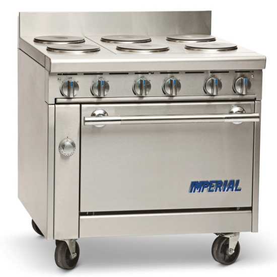 Imperial IHR-6-E-C 36" Electric 6 Round Elements Heavy Duty Range with Convection Oven - 240V