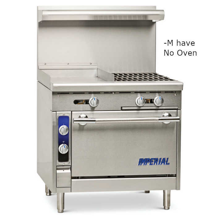 Imperial IHR-GT18-2-M-NG Spec Series 36" Modular/Countertop 2 Burner & 18" Griddle Heavy Duty Natural Gas Range w/ Thermostatic Controls