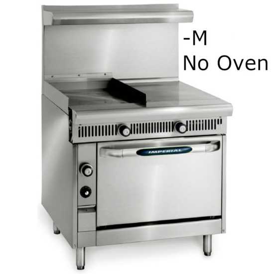 Imperial IHR-G18-1HT-M-NG Spec Series 36" Modular/Countertop Heavy Duty Natural Gas Range - 18" Griddle & 18" Hot Top