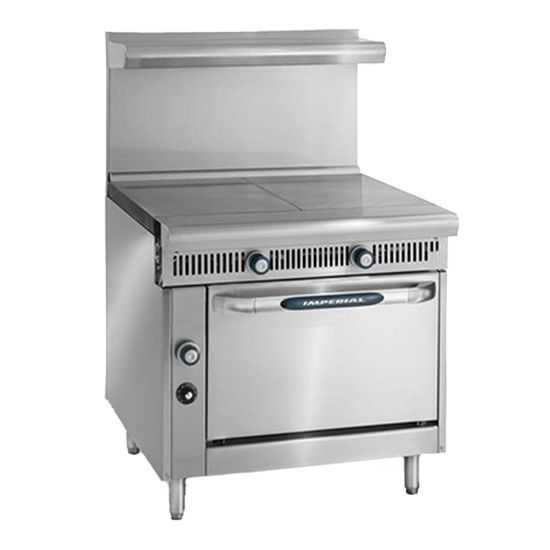 Imperial IHR-2HT-C-LP Spec Series 36" Two 18" Hot Tops Convection Oven Heavy Duty Liquid Propane Gas Range