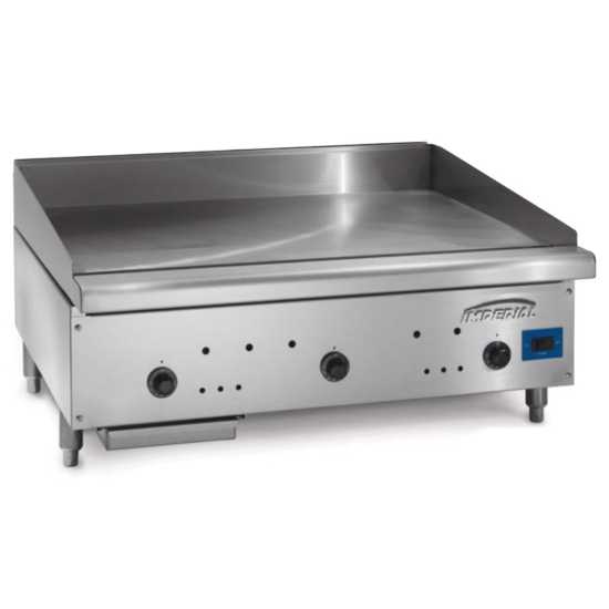 Imperial ISCE-36-LP 36" Snap Action Countertop Liquid Propane Gas Griddle with Solid State Thermostats - 72,000 BTU