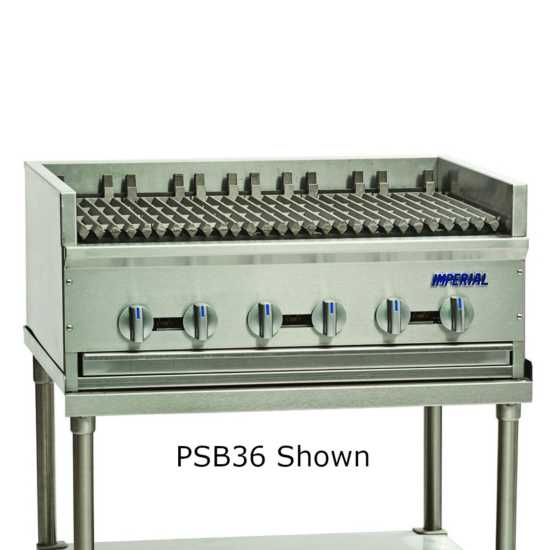 Imperial PSB48-LP 48" 8 Burner Stainless Steel Countertop Liquid Propane Gas Charbroiler - Pro Series