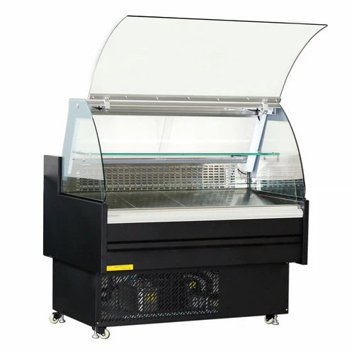 Coldline SDC48 48" Refrigerated Curved Glass Meat Deli Case with Rear Storage