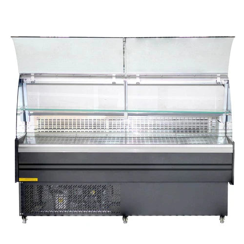 Coldline SDC72 72" Refrigerated Curved Glass Meat Deli Case with Rear Storage