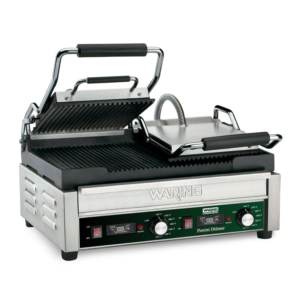 Waring  WPG300T Double Commercial Panini Press w/ Cast Iron Grooved Plates, 240v/1ph