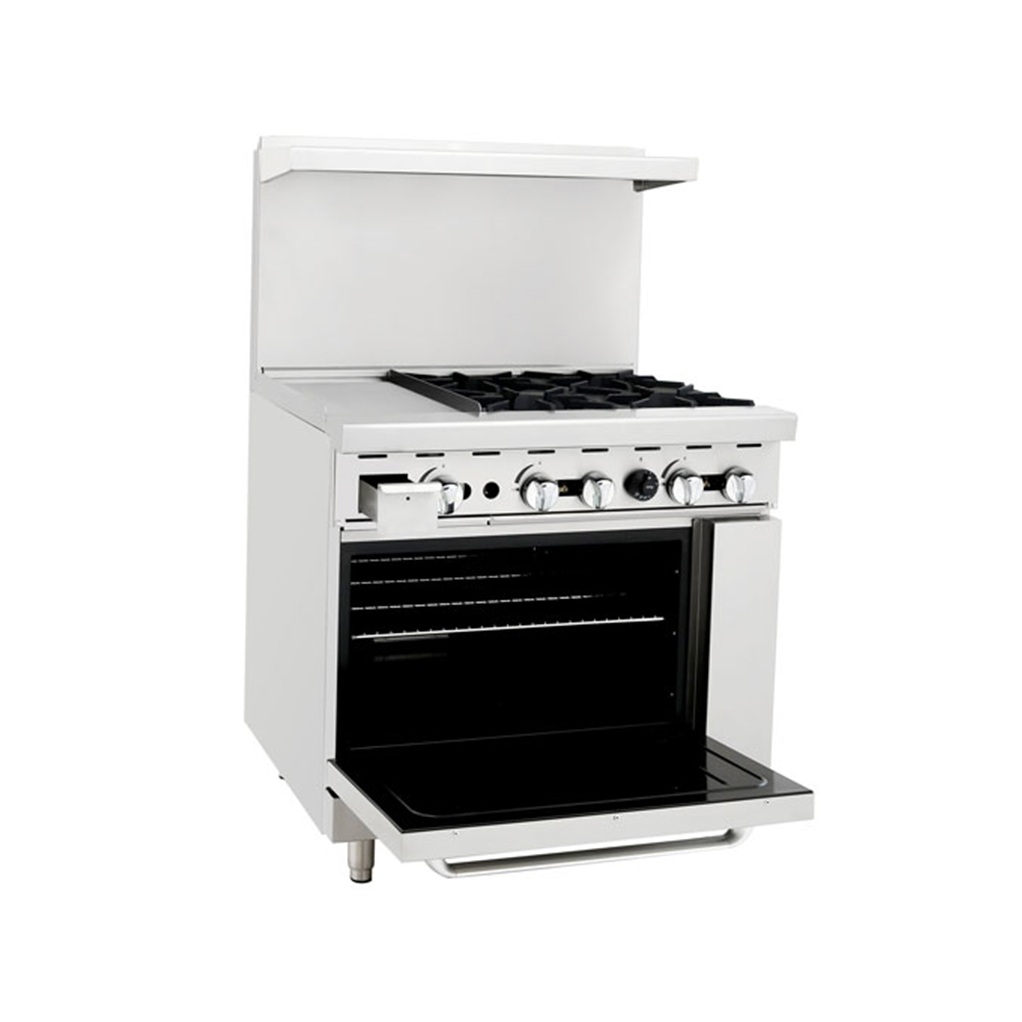 Atosa CookRite ATO-12G4B 36" Range (4) Burners and 12" Griddle - LP