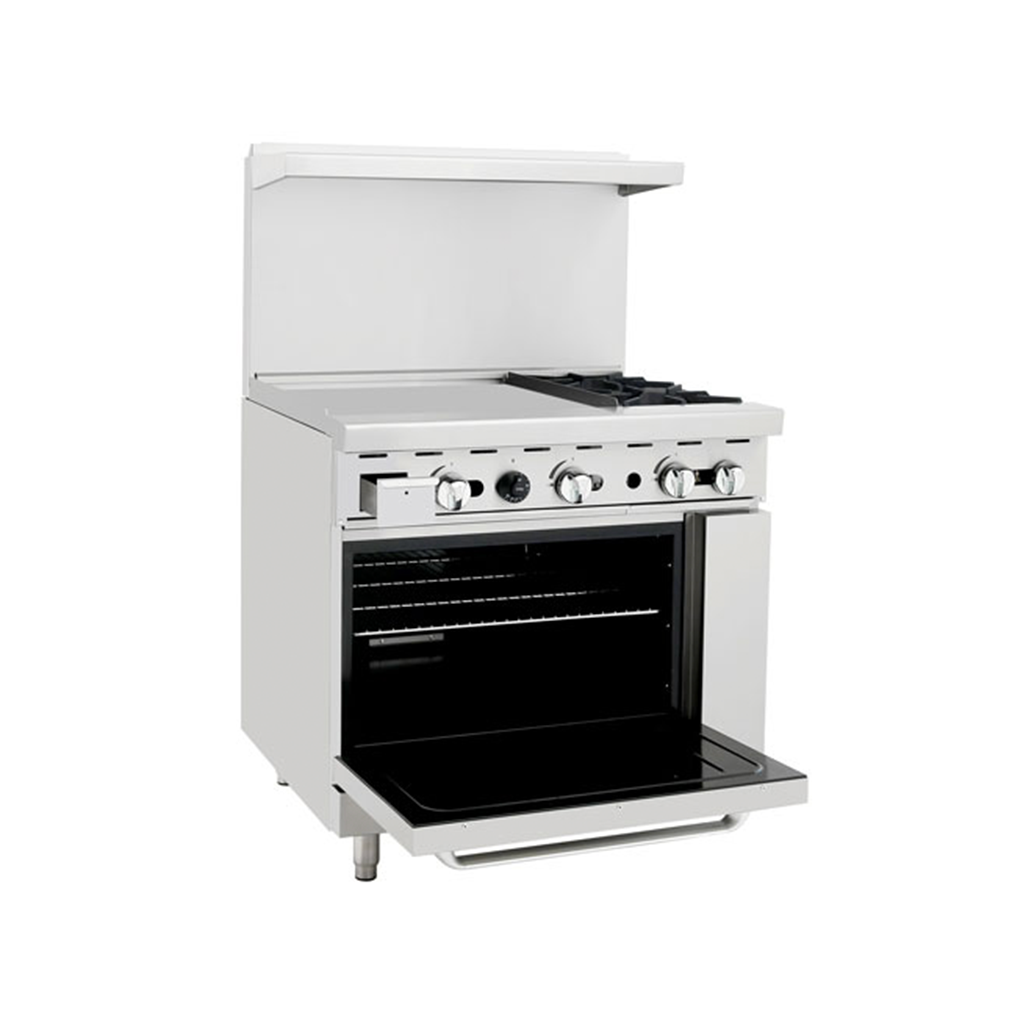 Atosa CookRite ATO-24G2B 36" Range 2 Burners and 24" Griddle - LP