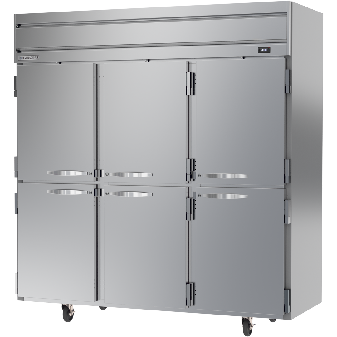 Beverage Air HF3HC-1HS 6 Solid Half-Doors Top Mount Freezer Stainless Steel Front