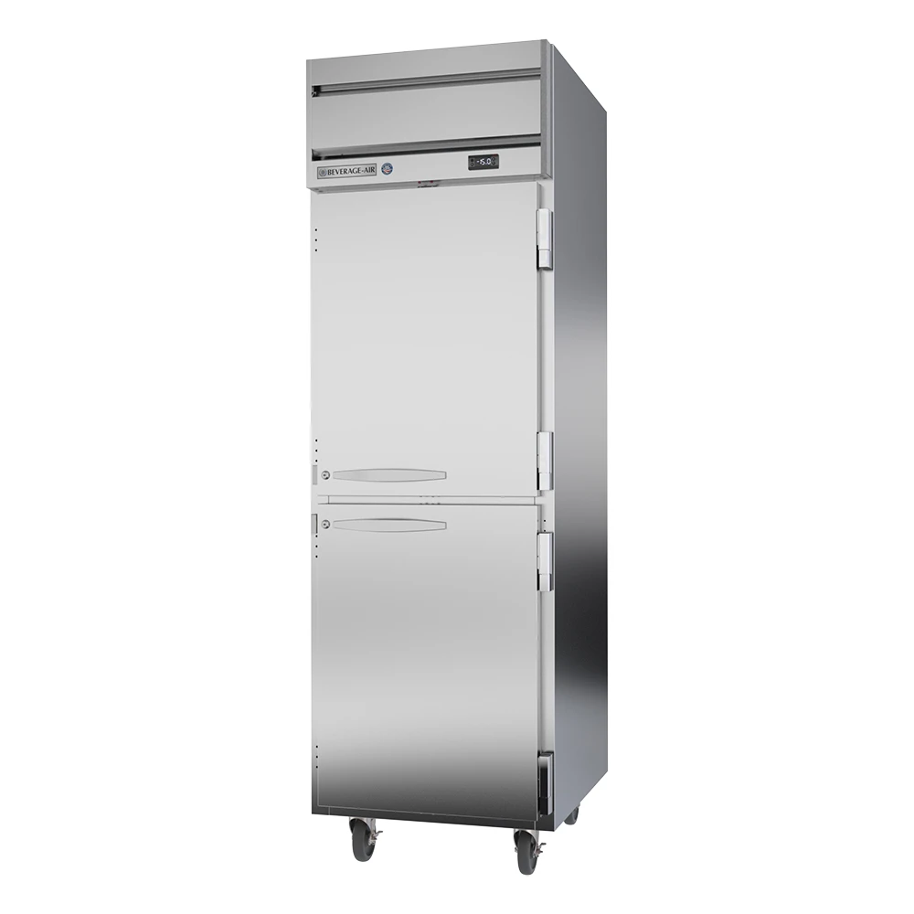 Beverage Air HFP1HC-1HS 2 Solid Half-Doors Top Mount Freezer Stainless Steel Front & Sides