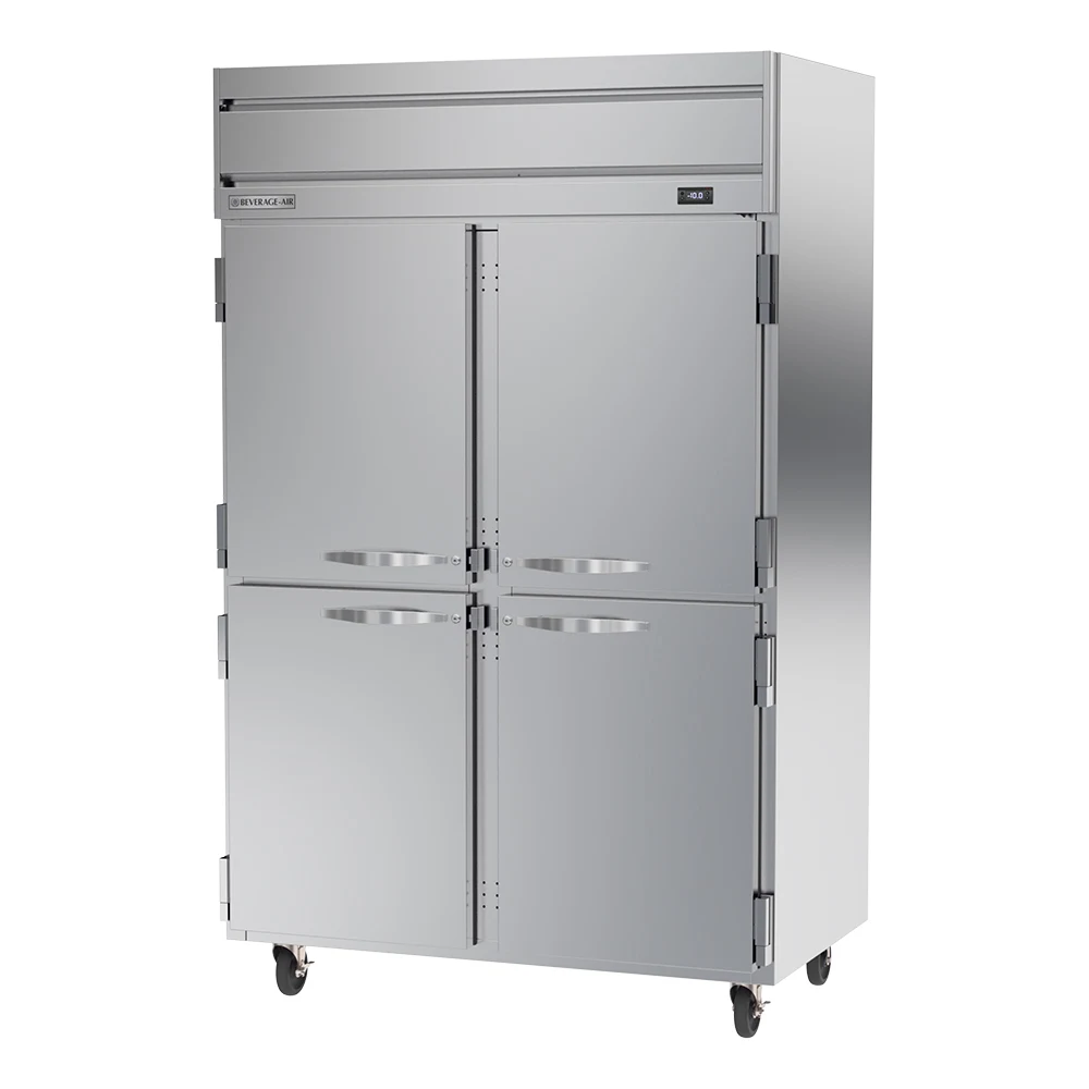 Beverage Air HFP2HC-1HS 4 Solid Half-Doors Top Mount Freezer Stainless Steel Front & Sides