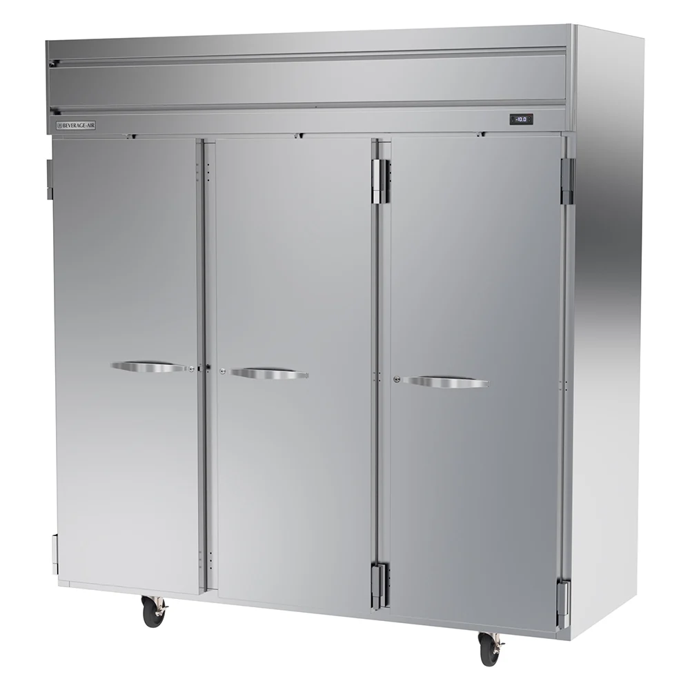 Beverage Air HFP3HC-1S 3 Solid Door Top Mount Freezer Stainless Steel Front & Sides