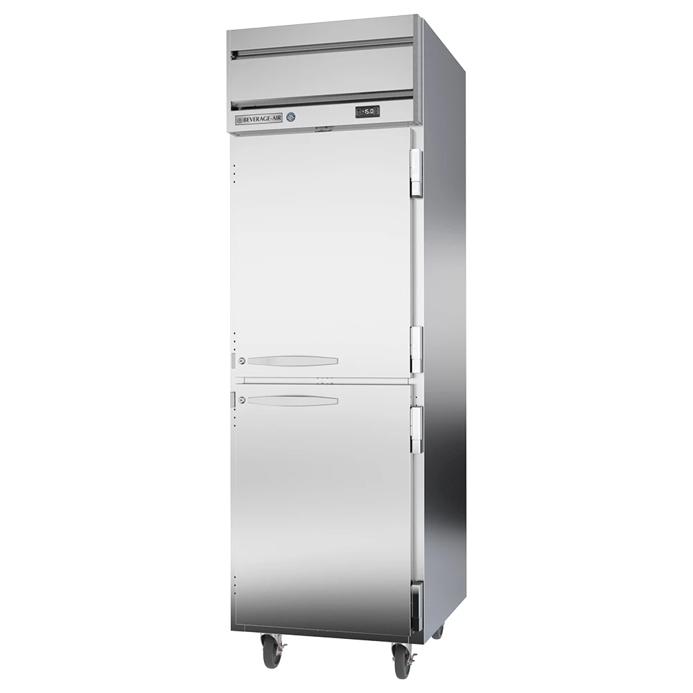 Beverage Air HFPS1HC-1HS 2 Solid Half-Doors Top Mount Freezer Stainless Steel Front, Sides & Interior