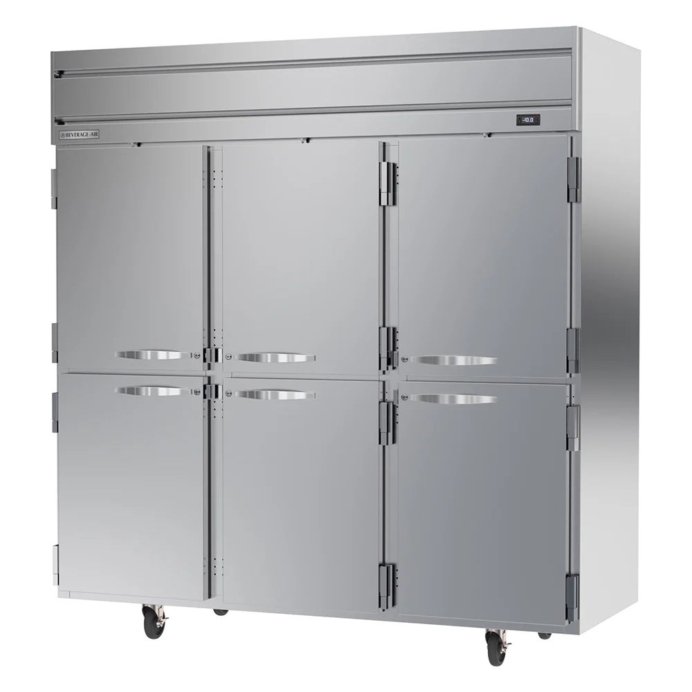 Beverage Air HFPS3HC-1HS 6 Solid Half-Doors Top Mount Freezer Stainless Steel Front, Sides & Interior