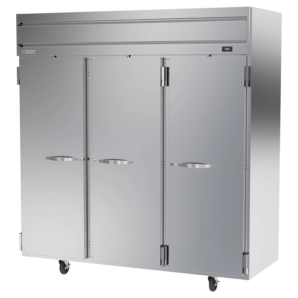 Beverage Air HFPS3HC-1S 3 Solid Door Top Mount Freezer Stainless Steel Front, Sides & Interior