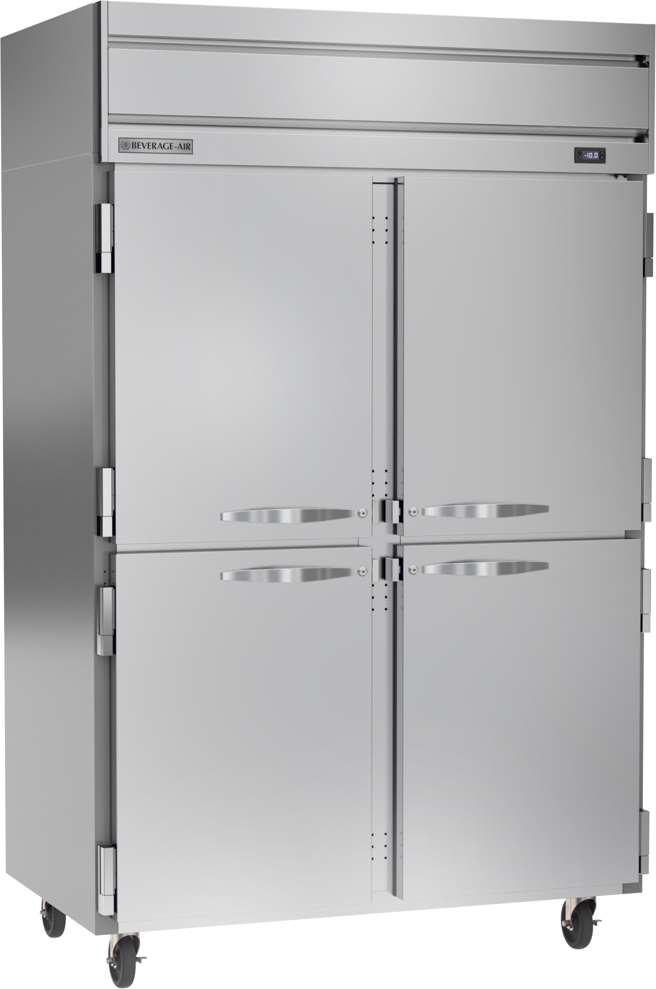 Beverage Air HFS2HC-1HS 4 Solid Half-Doors Top Mount Freezer Stainless Steel Front & Interior