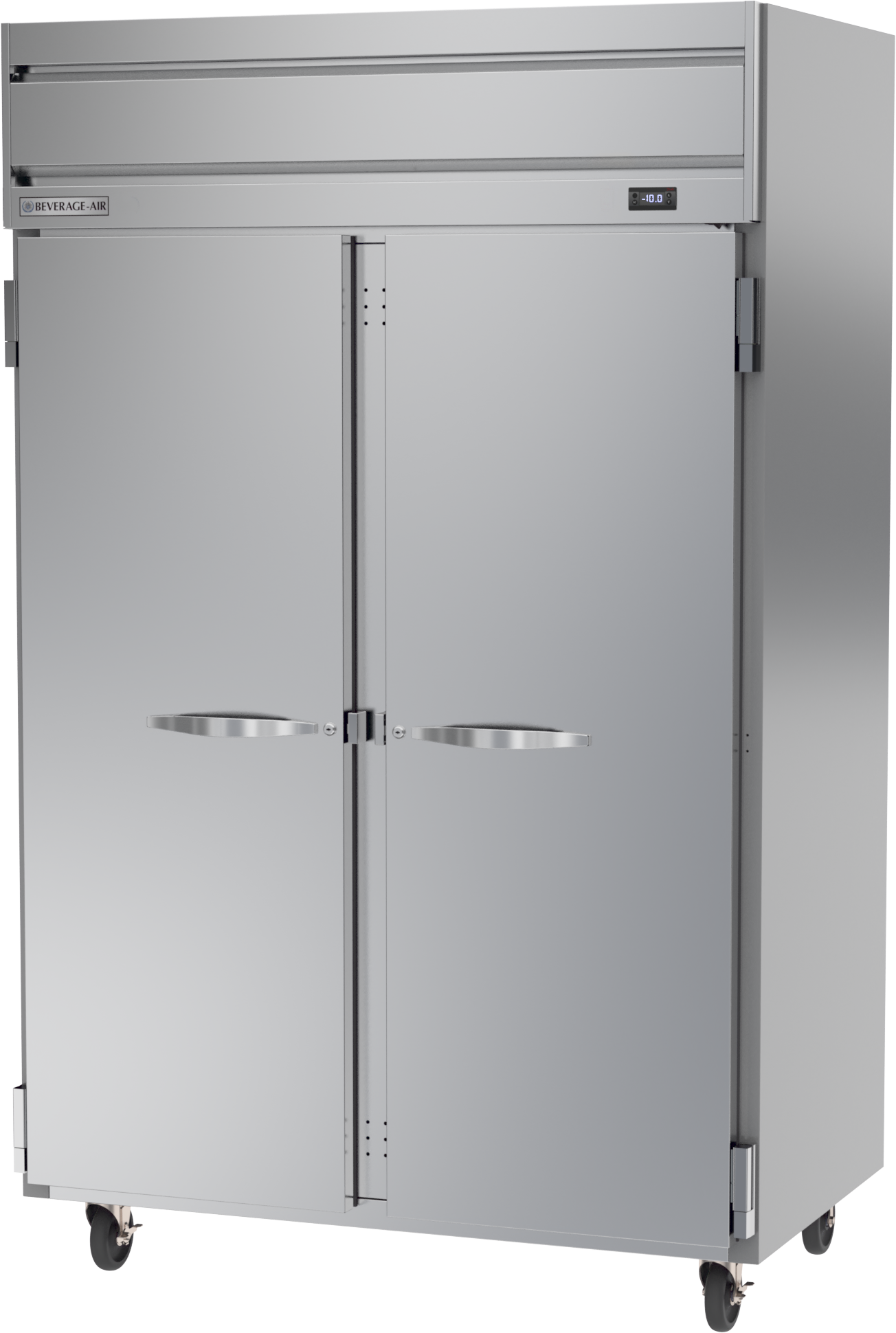 Beverage Air HFS2HC-1S 2 Solid Door Top Mount Freezer Stainless Steel Front & Interior