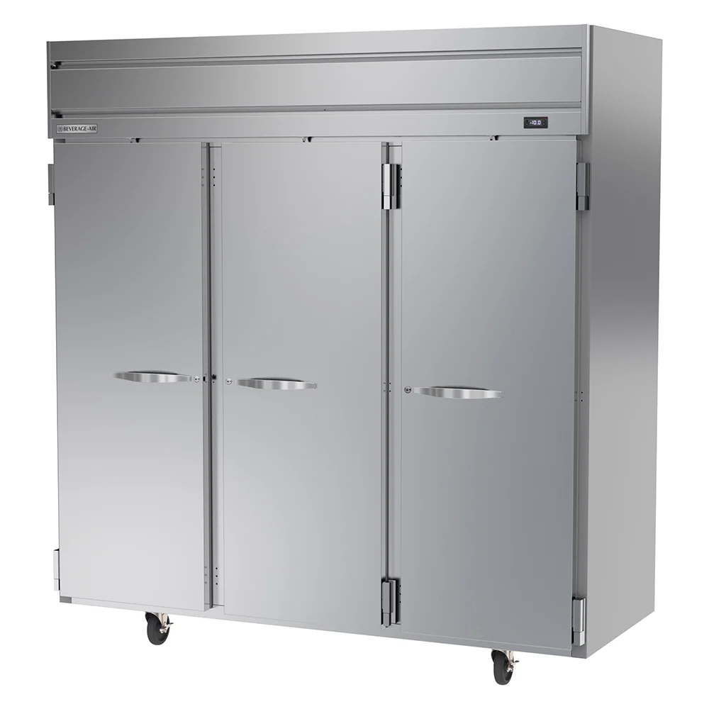 Beverage Air HFS3HC-1S 3 Solid Door Top Mount Freezer Stainless Steel Front & Interior