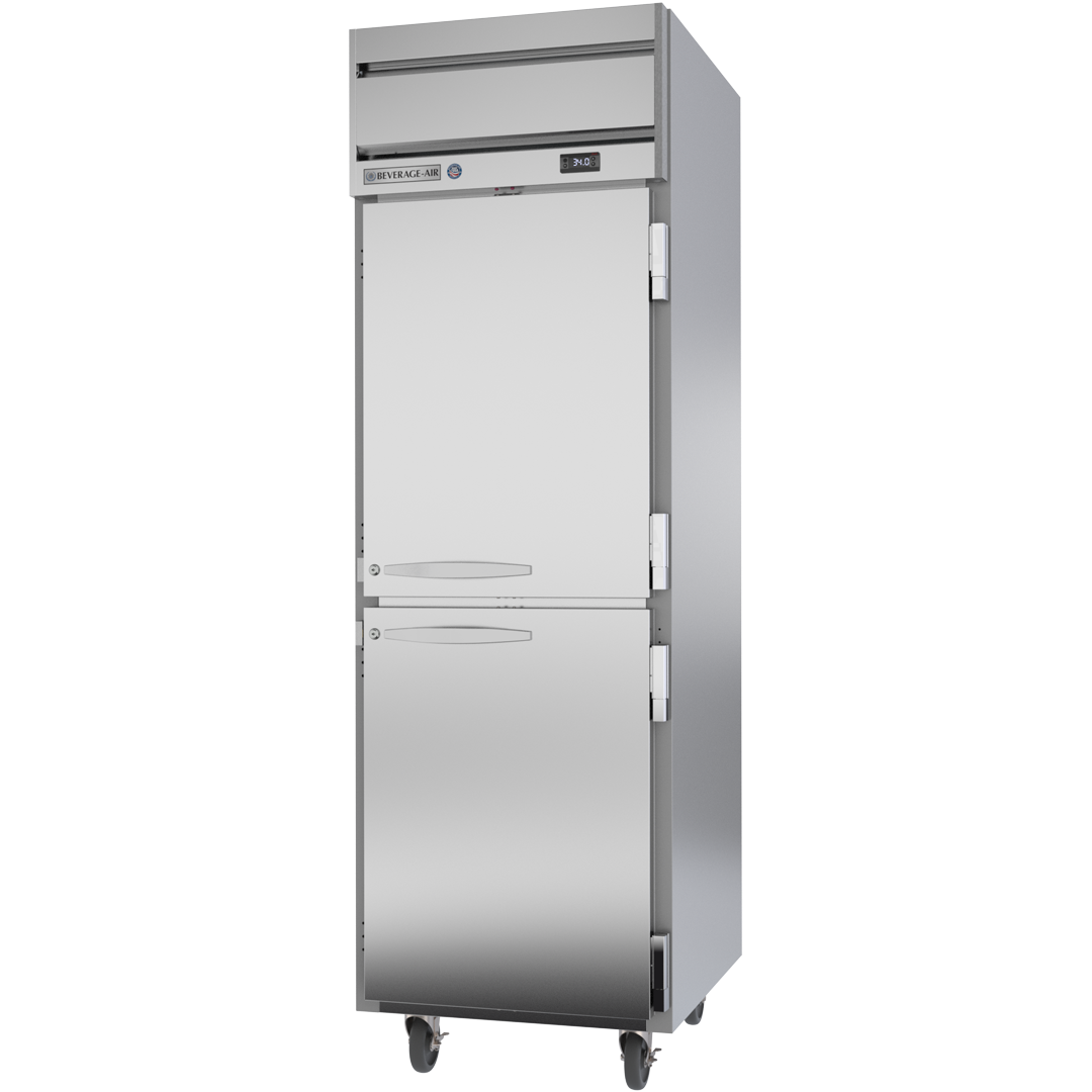 Beverage Air HR1HC-1HS 2 Solid Half-Doors Top Mount Refrigerator Stainless Steel Front
