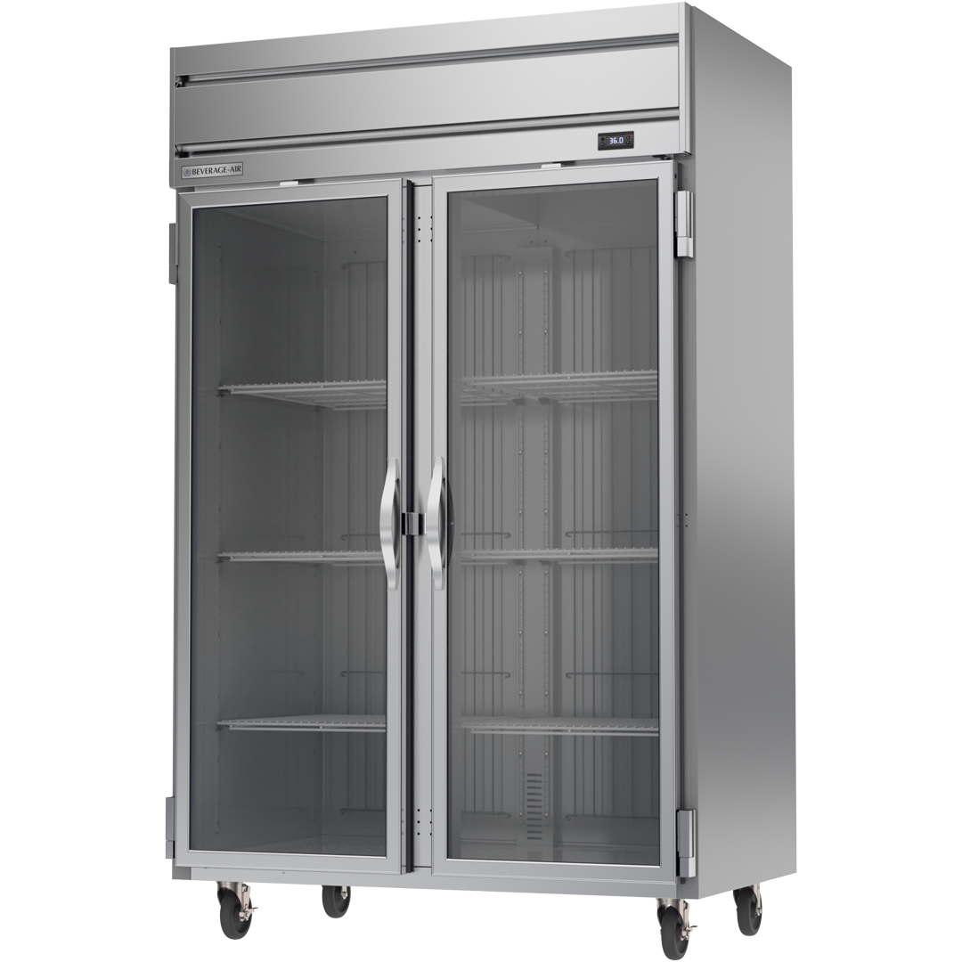 Beverage Air HR2HC-1G 2 Glass Door Top Mount Refrigerator Stainless Steel Front