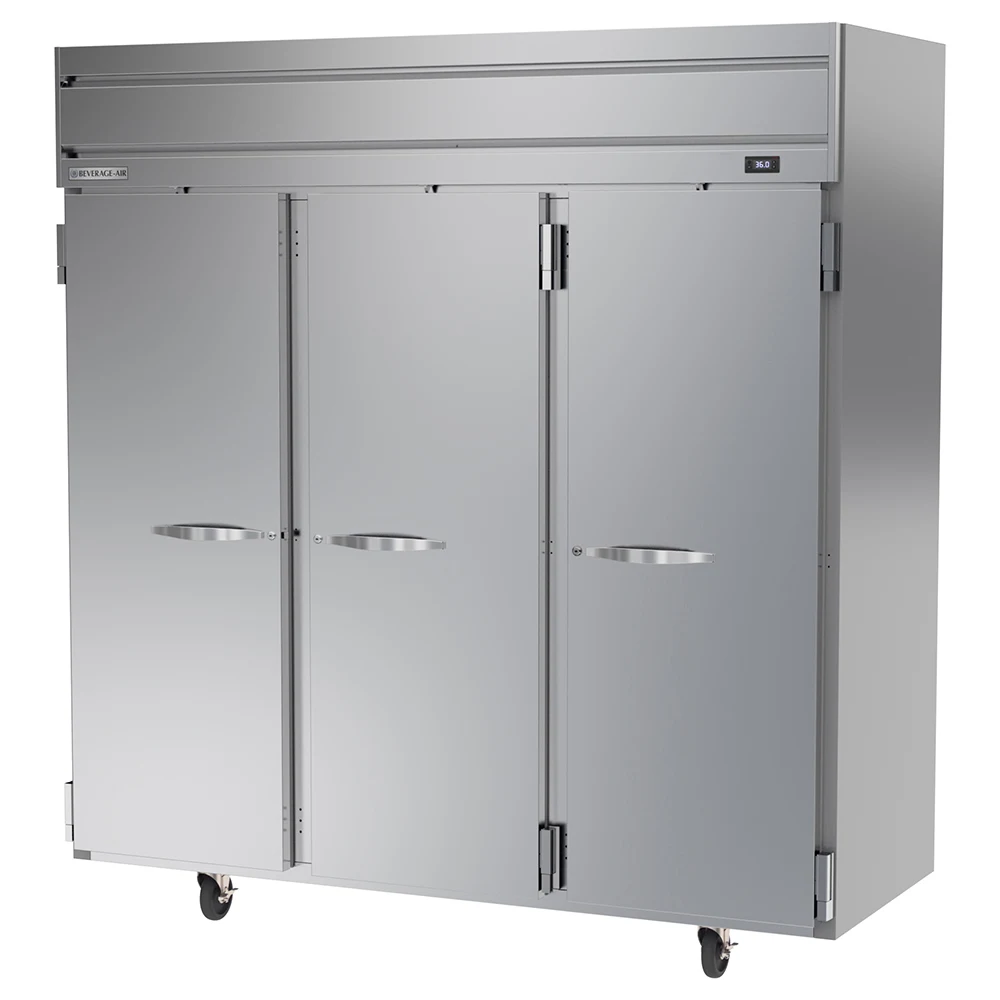 Beverage Air HRS3HC-1S 3 Solid Door Top Mount Refrigerator Stainless Steel Front & Interior