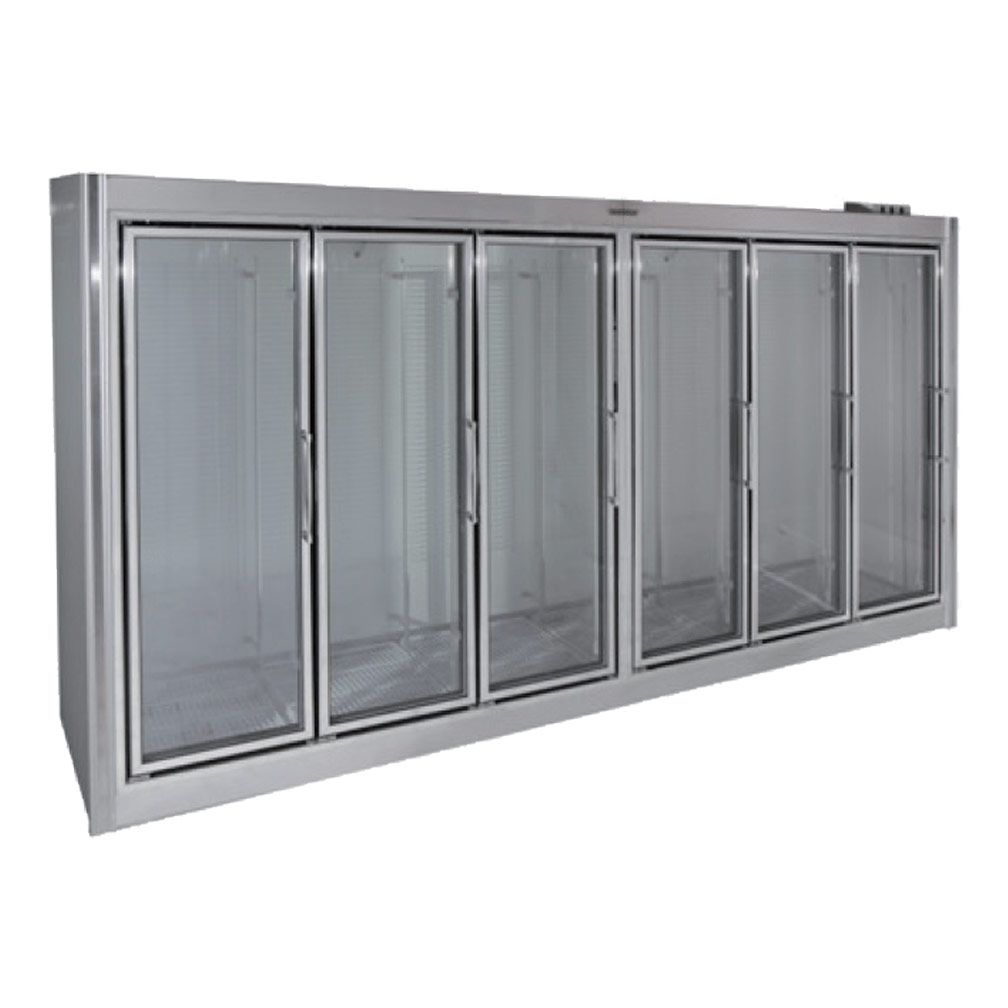 Universal  ADM-6 FREEZER_B 150" Stainless Steel Six Swing Glass Door Remote Merchandiser Freezer