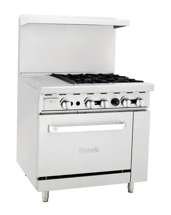 Migali C-RO4-12GL-LP 4 Burner Range, 12” Griddle Left Side, (1) Oven, Liquid Propane