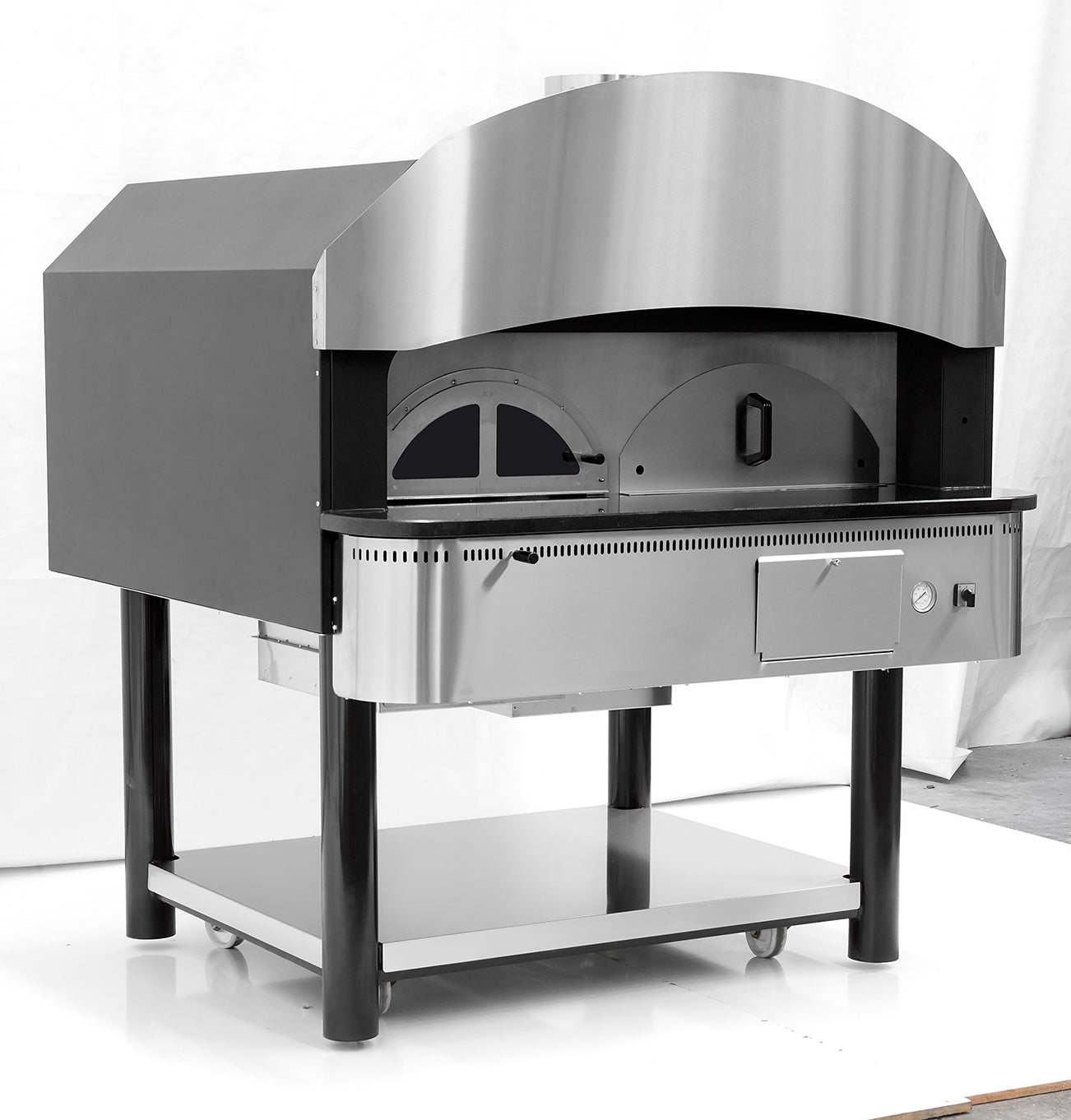 Pegasus RS6WG Rolling Stone Series Rotary Gas + Wood Hybrid Pizza Oven - 6pcs x 12" Pizza