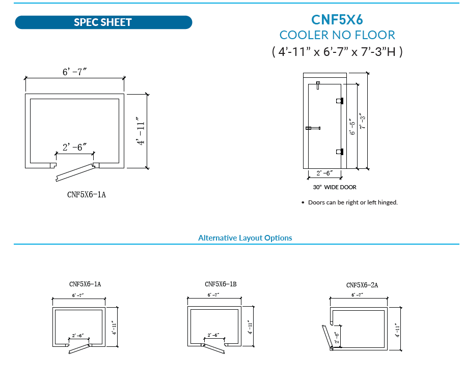 Astra CNF5X6-RM | 5 x 6 Walk-In Cooler Without Floor With Remote Refrigeration