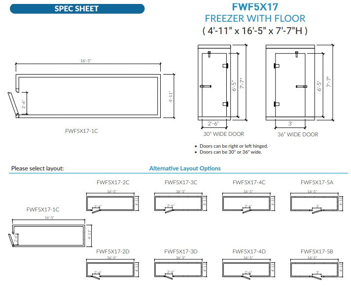 Astra AFWF5X17-RM | 5 x 17 Walk-In Freezer with Floor and Remote Refrigeration
