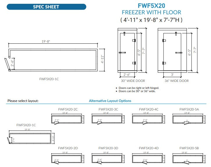 Astra AFWF5X20-RM | 5 x 20 Walk-In Freezer with Floor and Remote Refrigeration