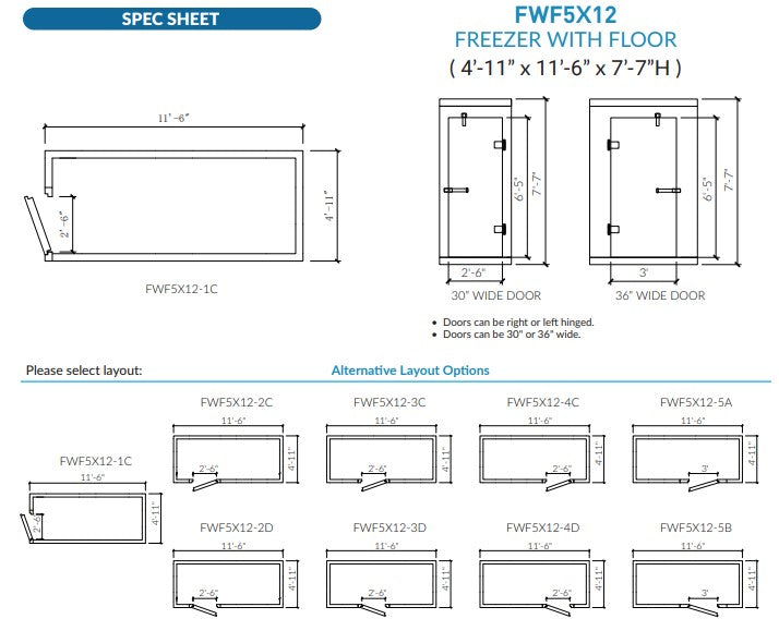 Astra AFWF5X12-TM | 5 x 12 Walk-In Freezer with Floor and Top-Mount Refrigeration