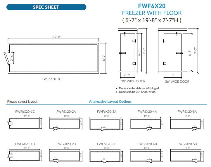 Astra AFWF6X20-RM | 6 x 20 Walk-In Freezer with Floor and Remote Refrigeration