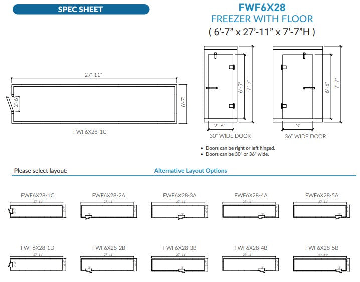 Astra AFWF6X28-TM | 6 x 28 Walk-In Freezer with Floor and Top-Mount Refrigeration