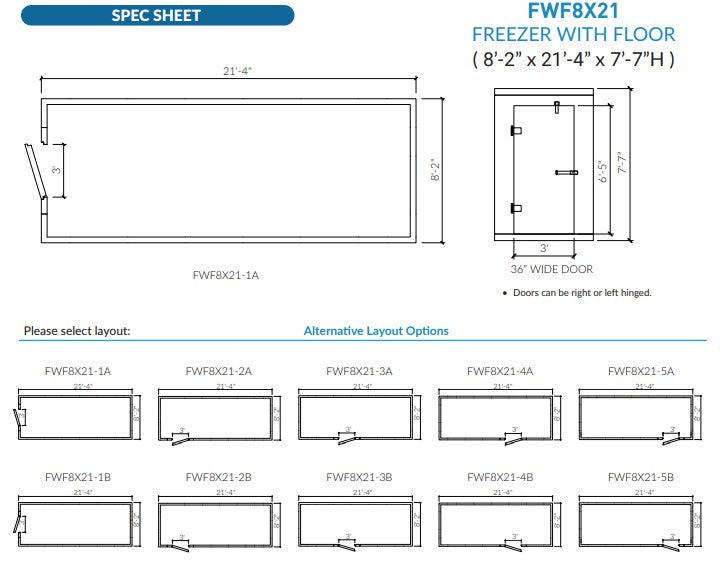 Astra AFWF8X21-TM | 8 x 21 Walk-In Freezer with Floor and Top-Mount Refrigeration