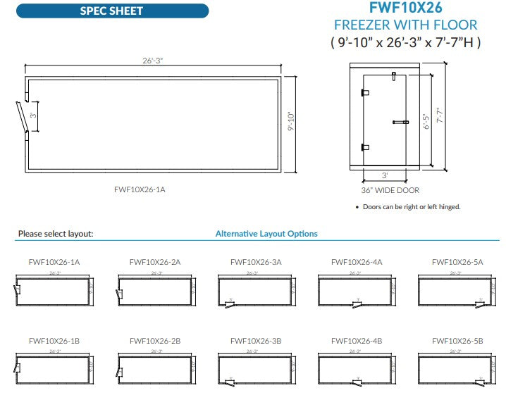Astra AFWF10X26-TM | 10 x 26 Walk-In Freezer with Floor and Top-Mount Refrigeration