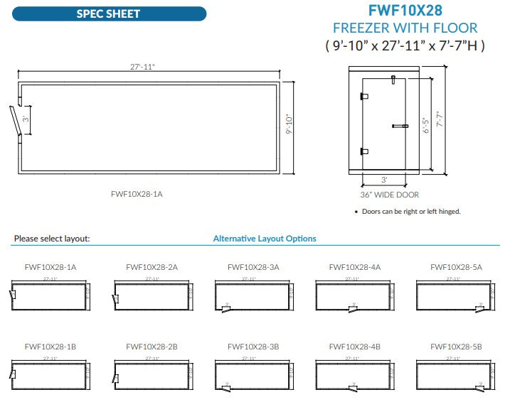 Astra AFWF10X28-TM | 10 x 28 Walk-In Freezer with Floor and Top-Mount Refrigeration