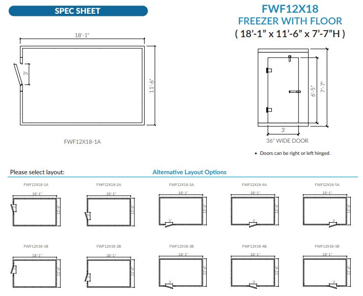 Astra AFWF12X18-TM | 12 x 18 Walk-In Freezer with Floor and Top-Mount Refrigeration