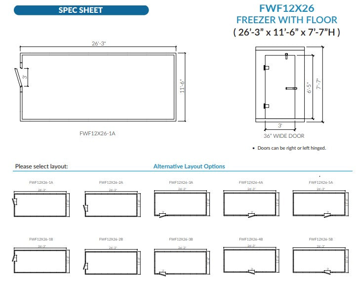 Astra AFWF12X26-TM | 12 x 26 Walk-In Freezer with Floor and Top-Mount Refrigeration