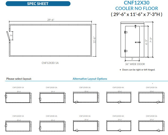 Astra CNF12X30-TM | 12 x 30 Walk-In Cooler Without Floor and Top-Mount Refrigeration