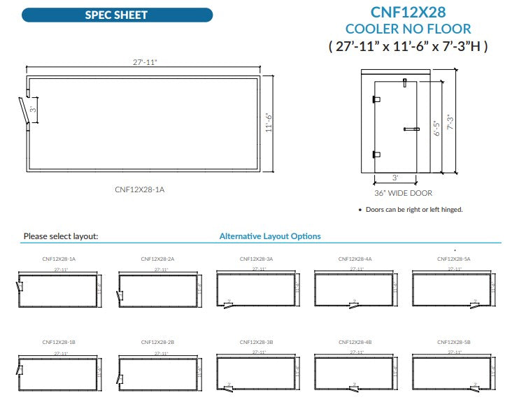Astra CNF12X28-TM | 12 x 28 Walk-In Cooler Without Floor With Top-Mount Refrigeration